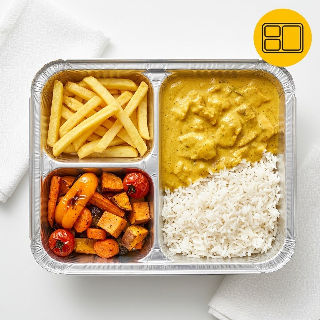 Aluminium Bakjes 3-Vaks met Deksel 100 Stuks – Menuschaal Take Away, Catering