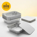 Aluminium bakjes met deksel 100 stuks - (450ml) ovenschalen airfryer
