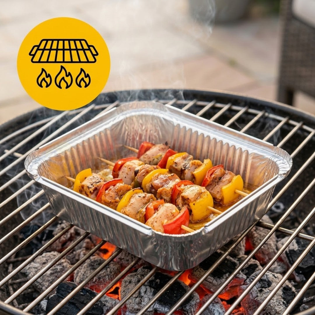 Aluminium bakjes met deksel 100 stuks - (450ml) ovenschalen airfryer