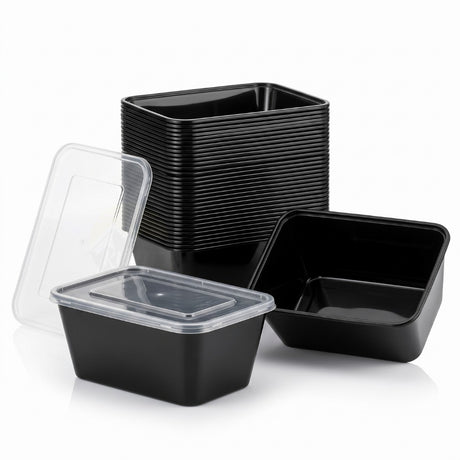 Magnetronbakjes met deksel - meal prep bakjes - stevig en flexibel - vershoudbakjes - zwart