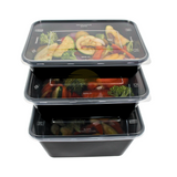 Plateaux à micro-ondes avec couvercle noir 650 ml - 50 pièces