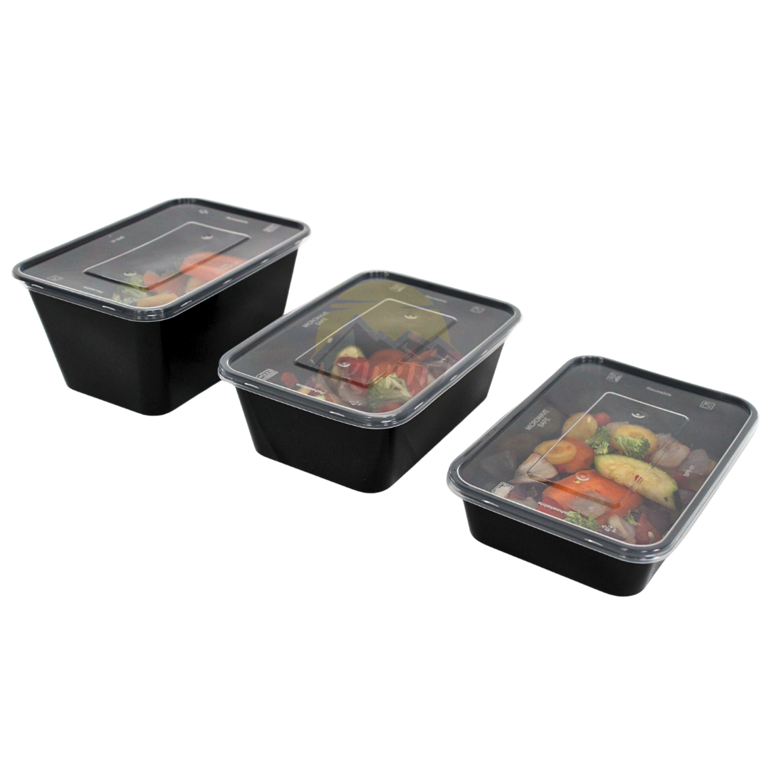 Microwave containers with lid black