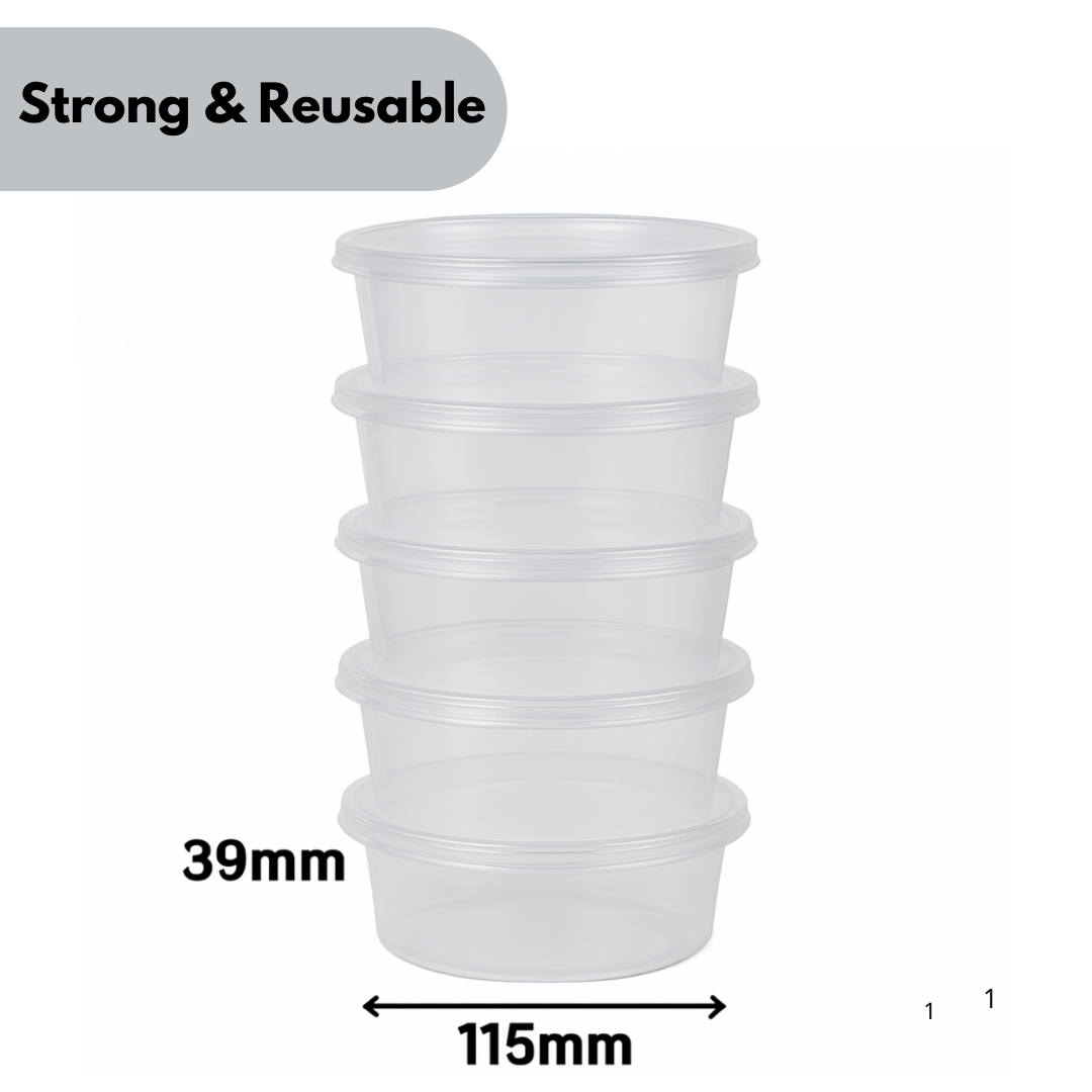 Microwave containers with lids Transparent 250ML ROUND - 100 pieces