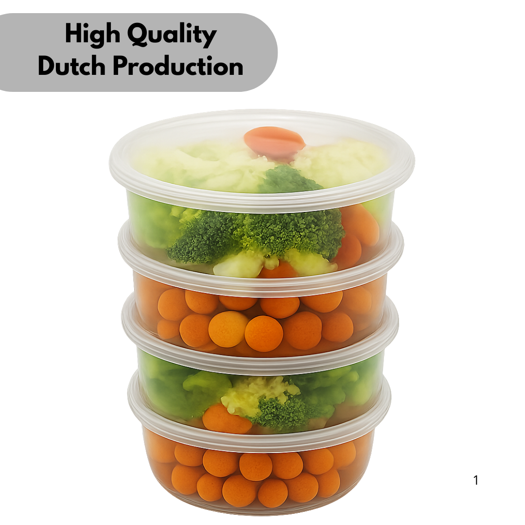 50x pots en plastique avec couvercles Récipients à micro-ondes de 350 ml - Récipients pour aliments frais Convient pour les plats à emporter. Réutilisable et sans BPA