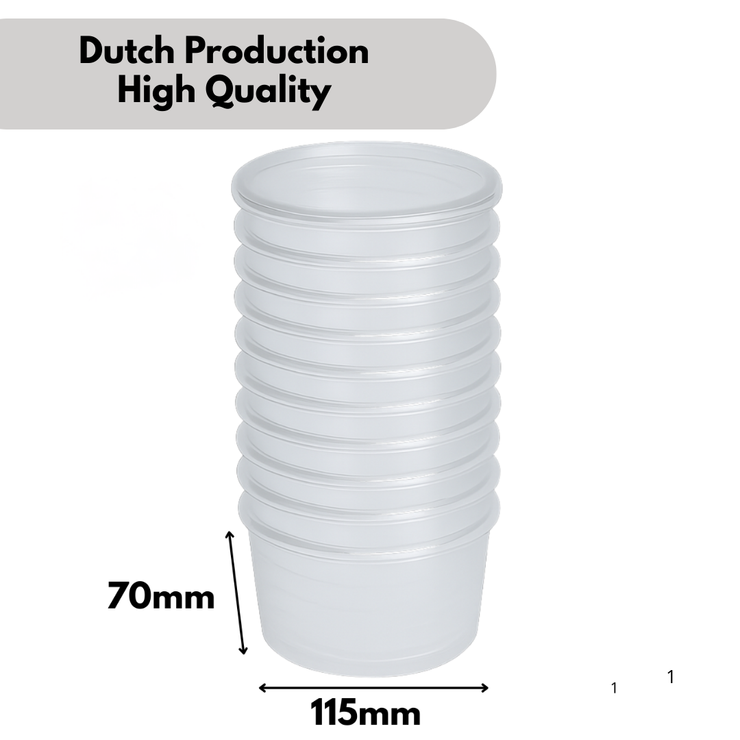 100x Magnetronbakjes inclusief deksels 500ml plastic potjes - vershoudbakjes Geschikt voor Take Away. Herbruikbaar en BPA Vrij