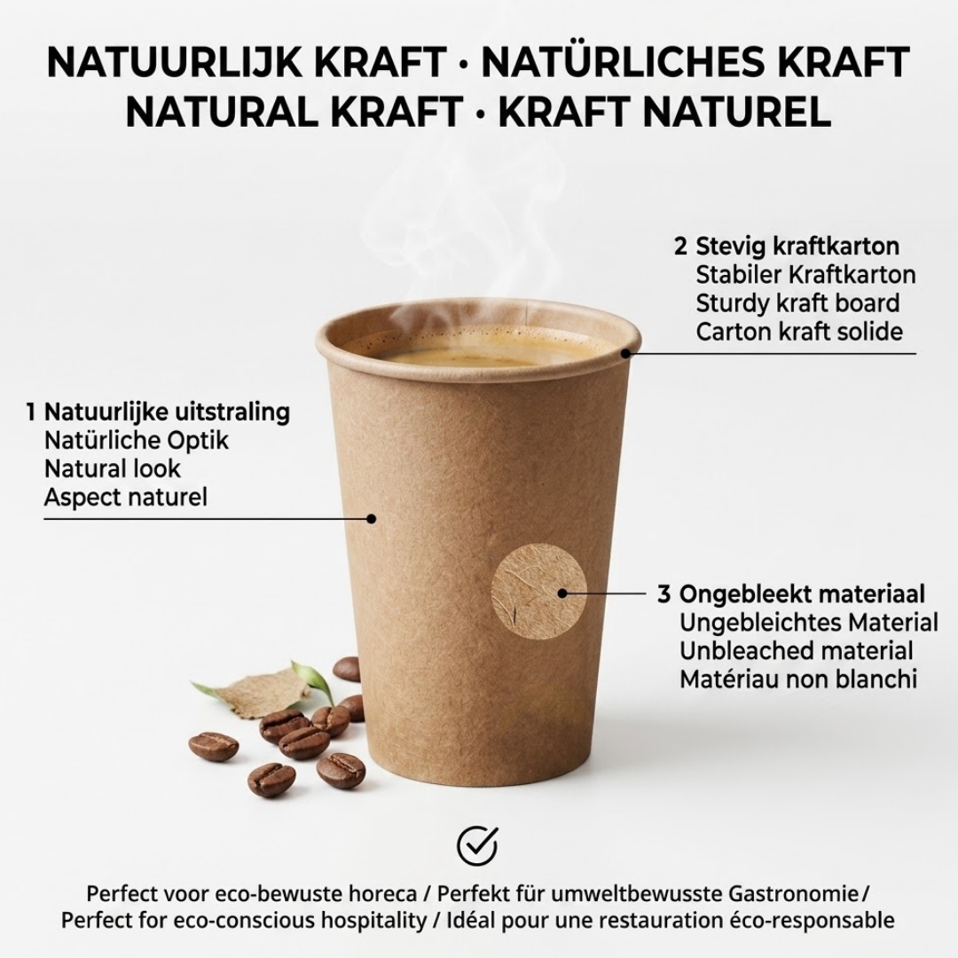 Kraft Koffiebekers 180ml Composteerbaar – 1000 Stuks | Kartonnen Automatenbeker 70mm Vending Horeca Kantoor | SUP-toeslag Inbegrepen