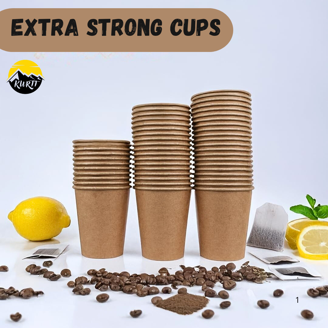 Tasses à café en carton robustes à emporter 200 ml (extra robustes) - gobelets jetables marron idéaux pour la restauration, la restauration & à emporter, étanches et robustes