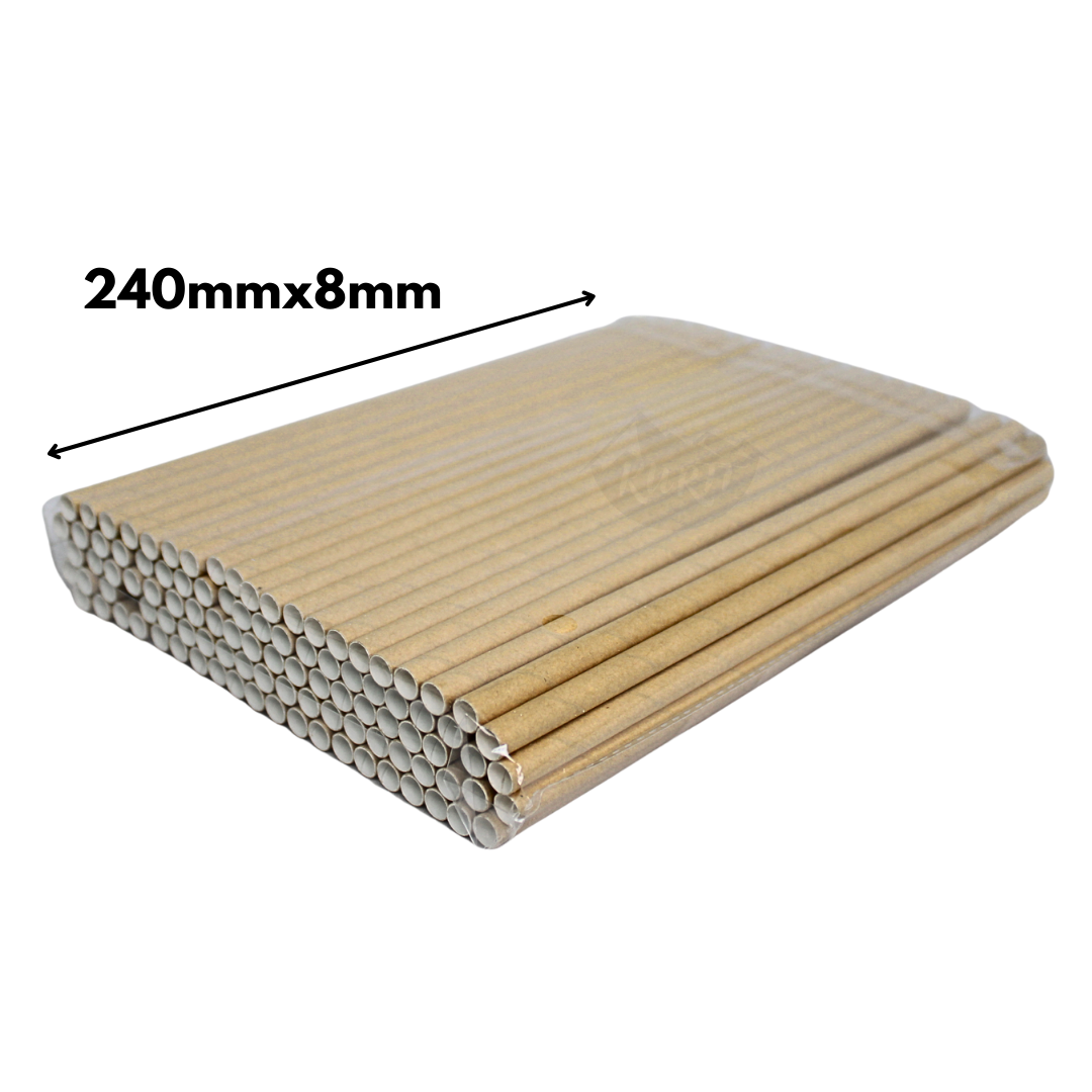 Kartonnen rietjes 8x240mm Bruin - 300 stuks