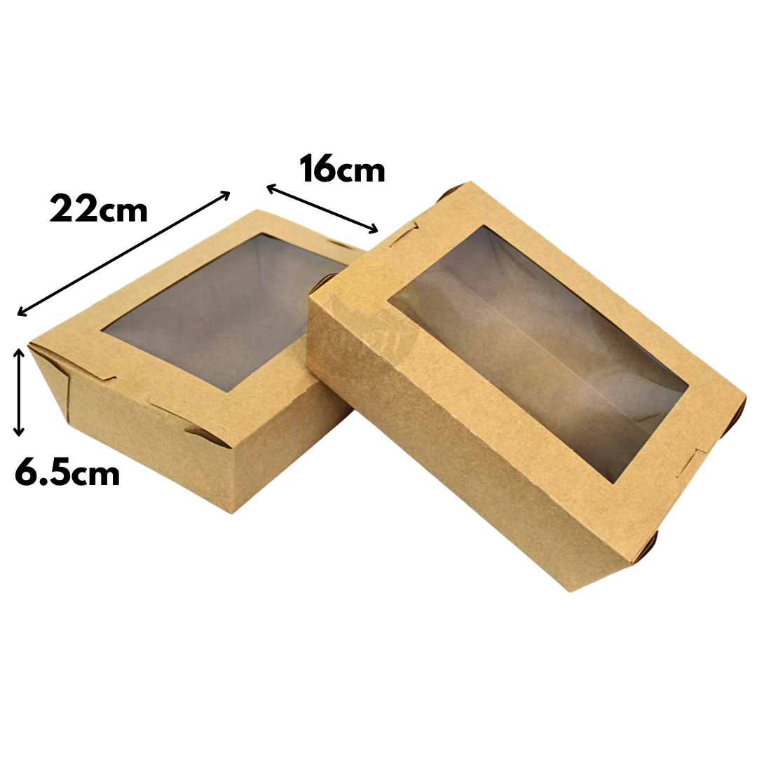 Catering boxes size L KRAFT with PLA window - 100 pieces