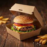 Hamburgerdoos kraft 17,5 x 16 x 4,5cm - 100 stuks