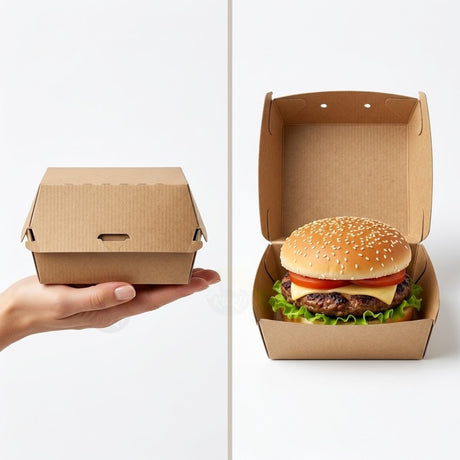 Hamburgerbakje Kraft Golfkarton BIO – Stevig Burgerbox Wegwerp | Middel & Groot | 50/100/200 stuks