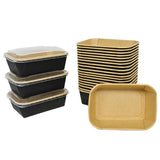 50x Kraft magnetronbakjes met deksel (750ml) - meal prep bakje - vershoudbakjes - salade bakjes