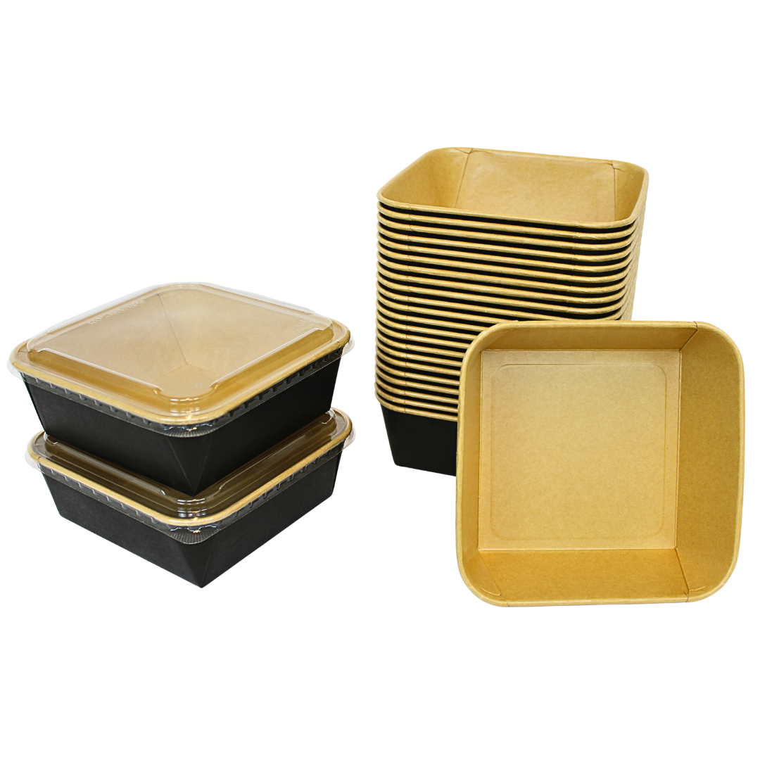 Kraft Salad Bowls with Lids 1320ml - 50 Pieces