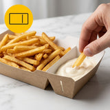 Frietbakjes met Sausvak A22 (A9+1) Karton Kraft/Wit – 176 × 68 × 39 mm | Middel
