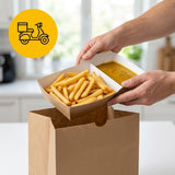 Frietbakjes met Sausvak A22 (A9+1) Karton Kraft/Wit – 176 × 68 × 39 mm | Middel