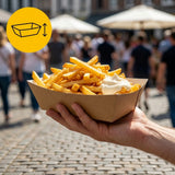 Frietbakjes XL A50 Karton Kraft/Wit – 167 × 100 × 53 mm | Extra Groot & Diep