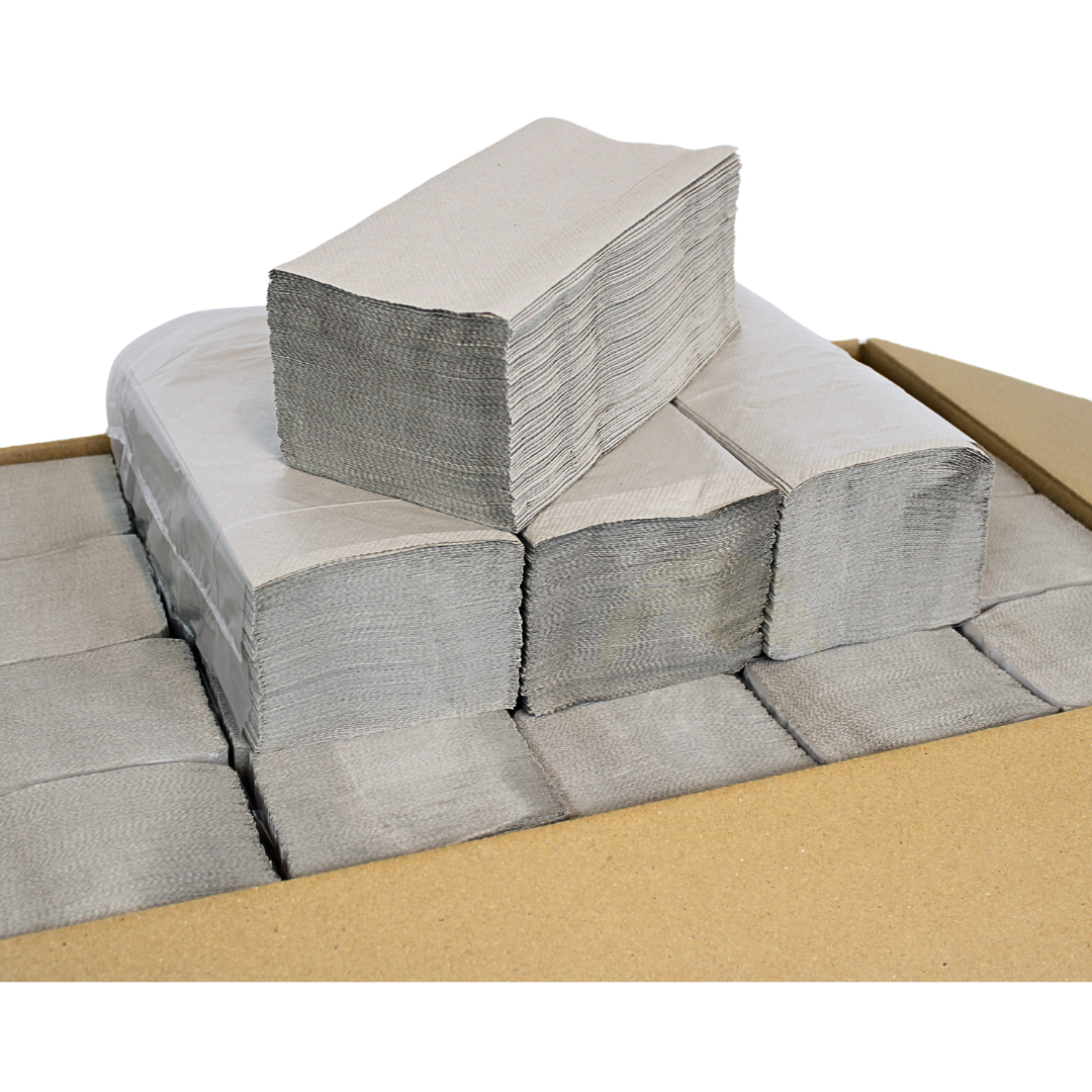 10.000 Papieren handdoekjes 1-laags, grijs 25 x 23 cm, Z vouw papieren handdoekjes, handdoekjes papier