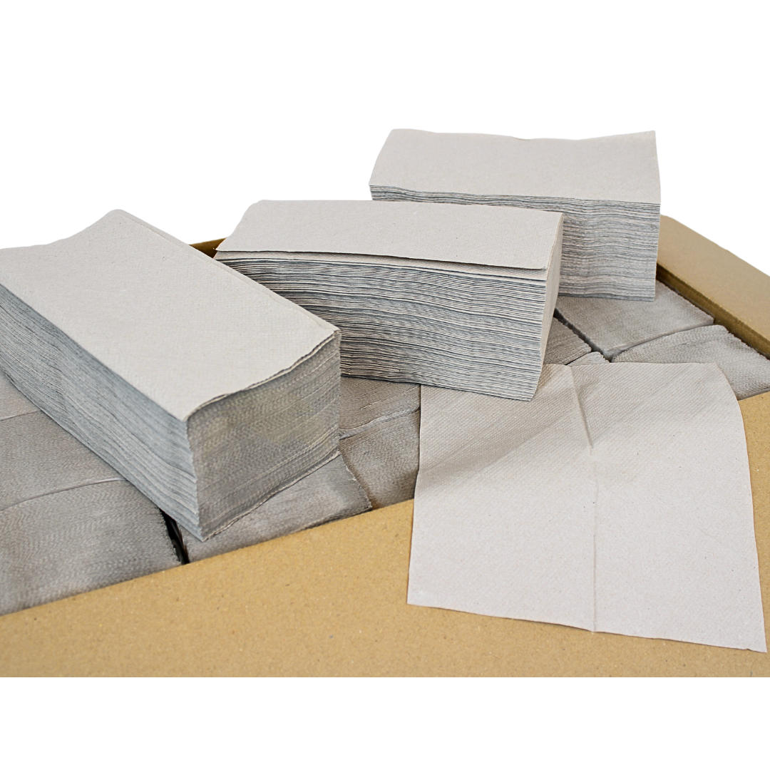 10.000 Papieren handdoekjes 1-laags, grijs 25 x 23 cm, Z vouw papieren handdoekjes, handdoekjes papier
