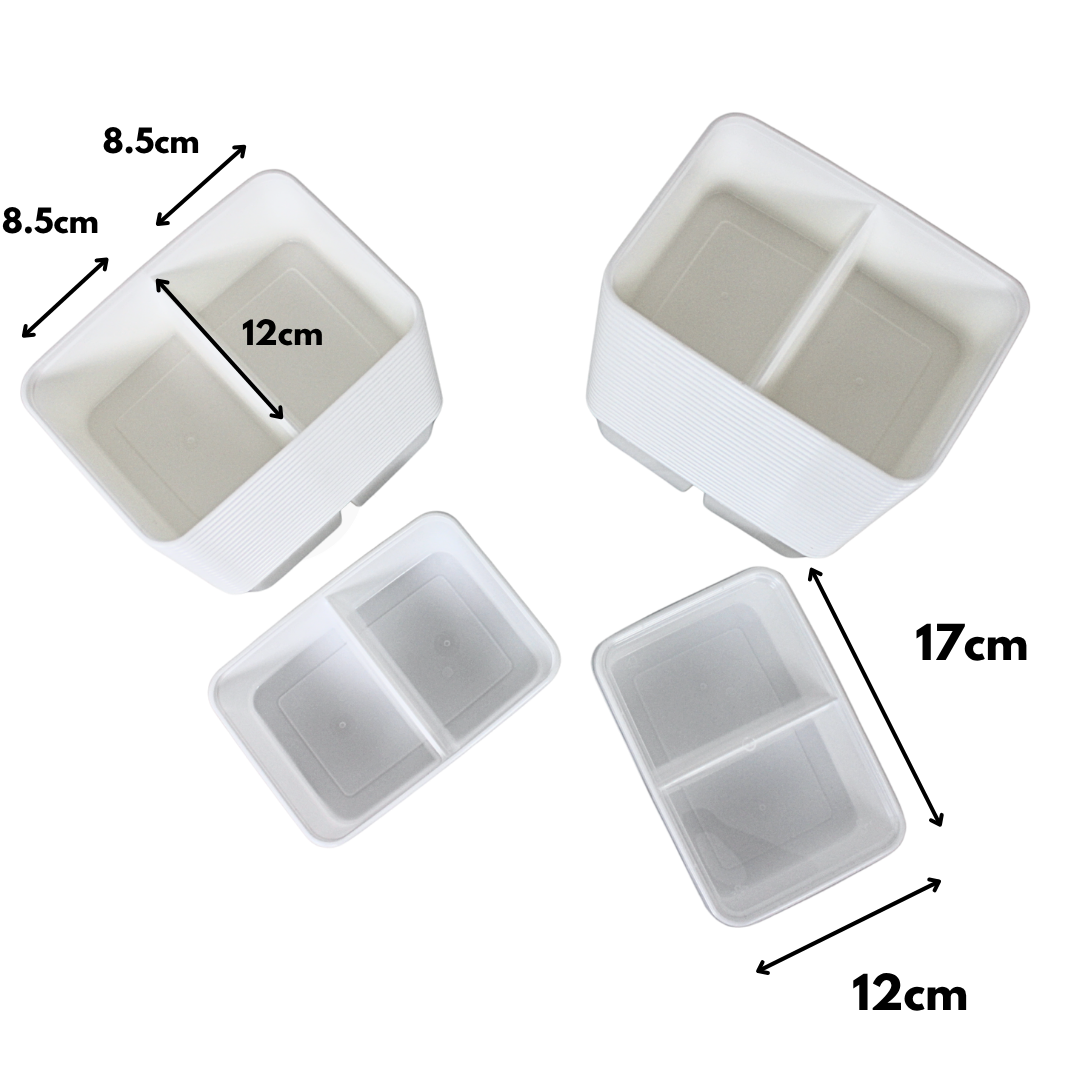 Magnetronbakjes 2-vaks met deksel 100 stuks - meal prep bakjes - stevig en flexibel - vershoudbakjes - wit