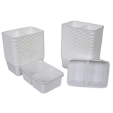 Magnetronbakjes 2-vaks met deksel 100 stuks - meal prep bakjes - stevig en flexibel - vershoudbakjes - wit