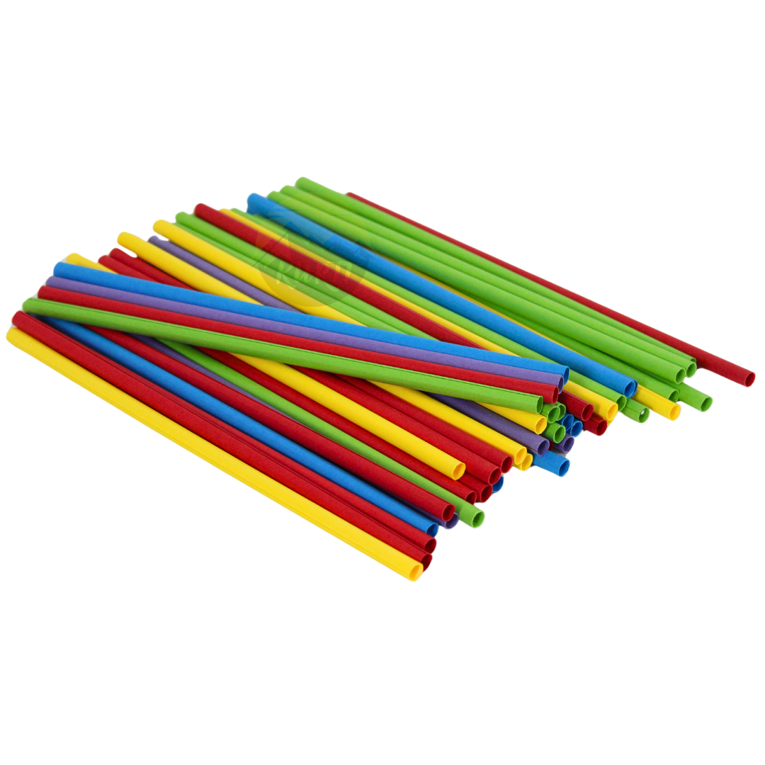 Multi color Papier Rietjes 240x7mm - 150 stuks