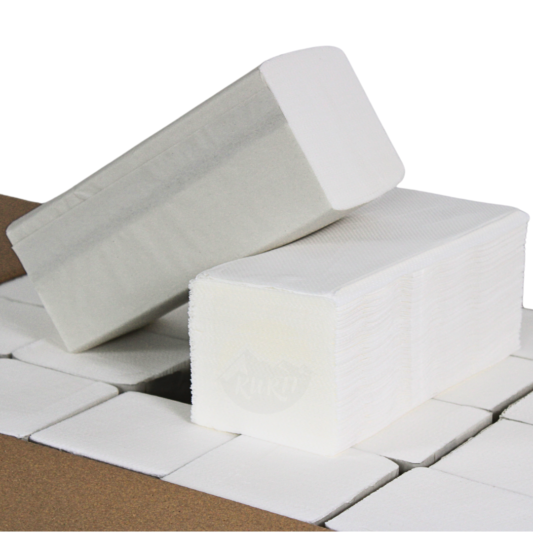 Serviettes en papier blanches 2 couches 24 x 21 cm V-Fold-3,200 feuilles