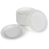 Plastic borden 22cm onverdeeld wit 100 stuks - Wegwerp horeca borden