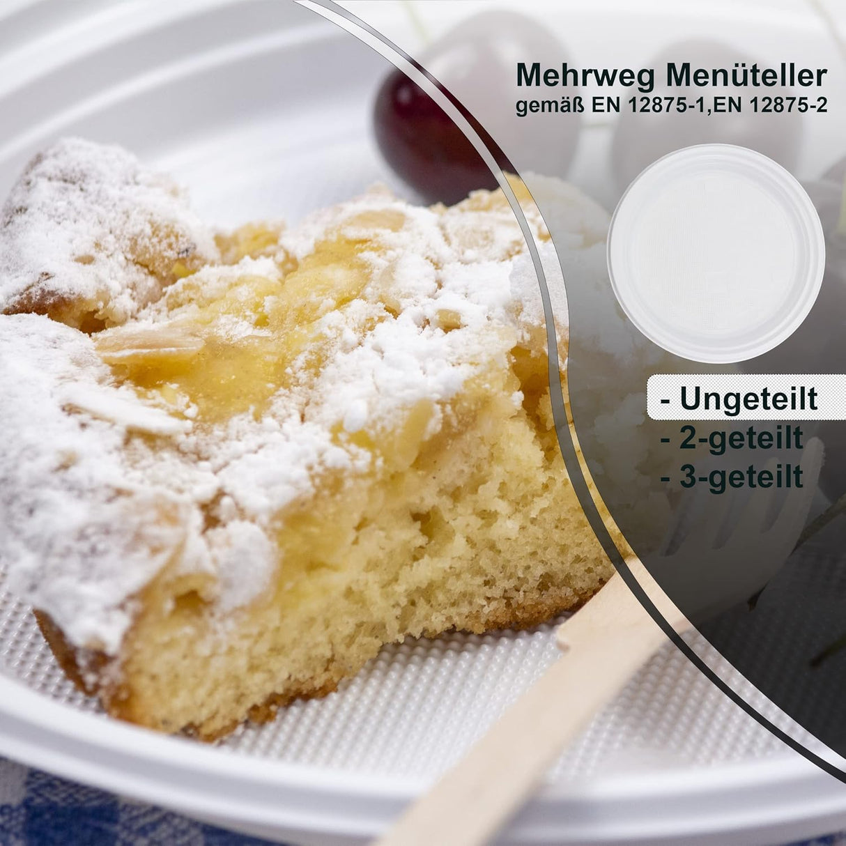 Planche en plastique blanc 22 cm 3-Sections - 100 pièces incl. SOUPER