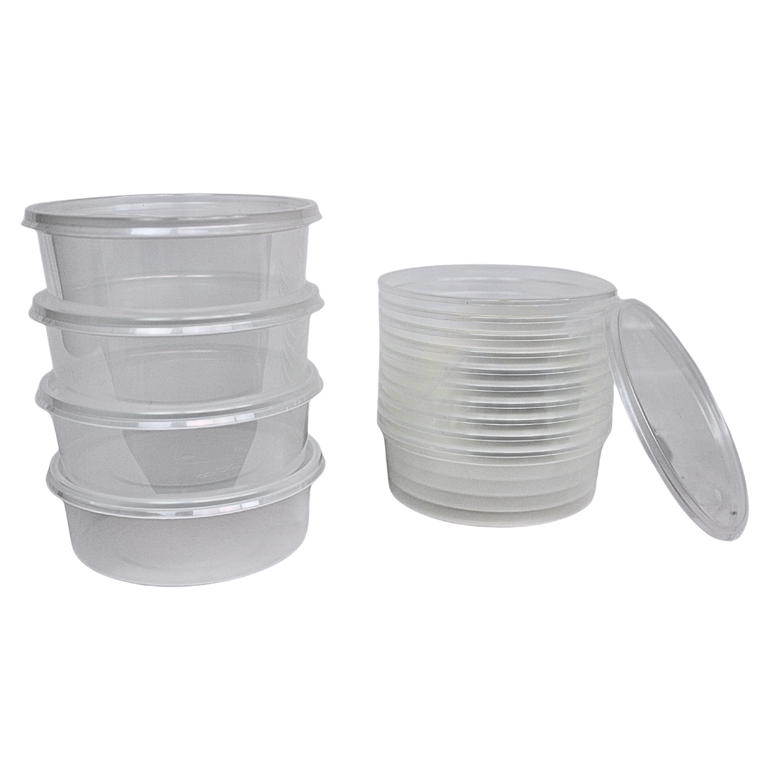 Magnetronbakjes met deksels Transparant 250ML ROND - 50 stuks