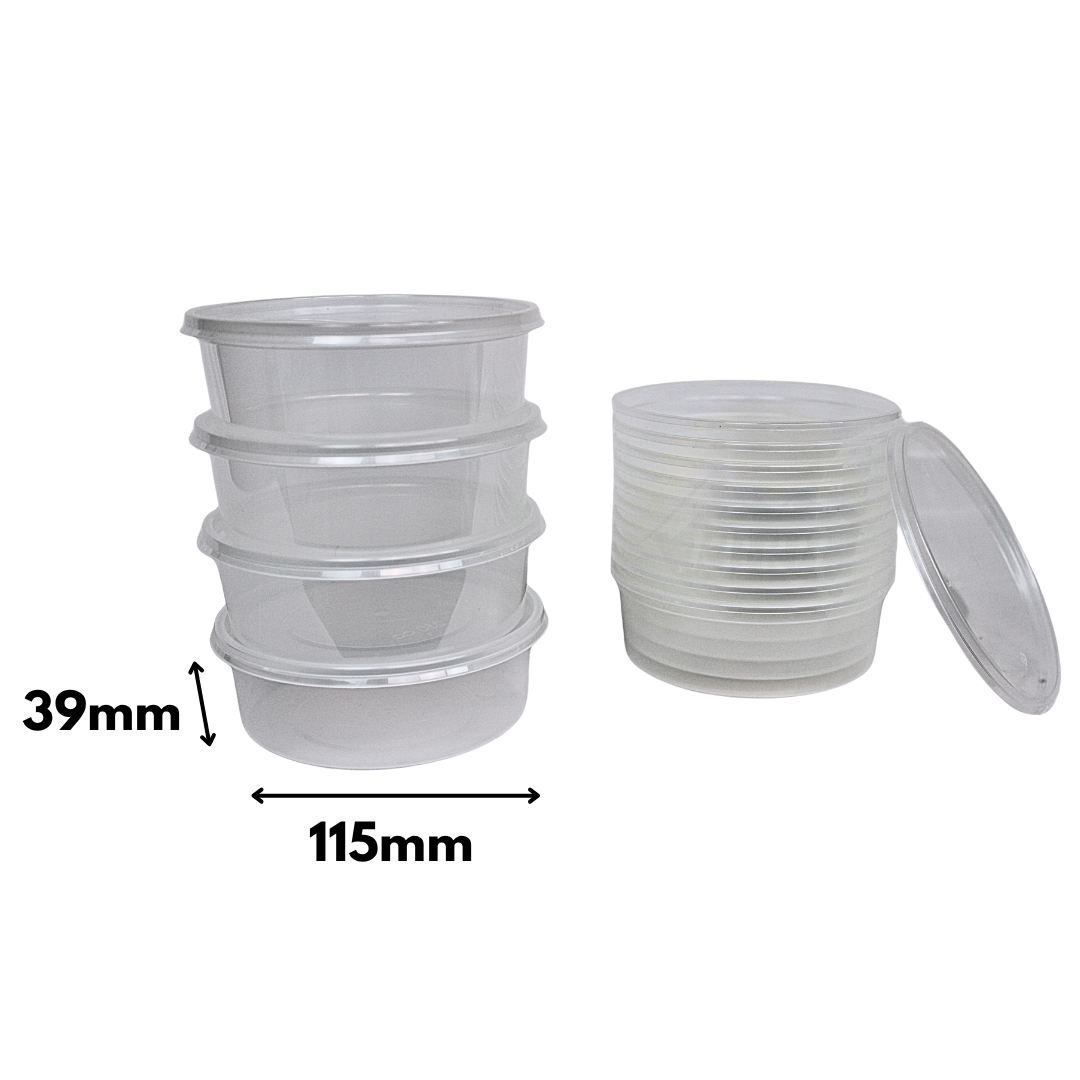 Magnetronbakjes met deksels Transparant 250ML ROND - 50 stuks