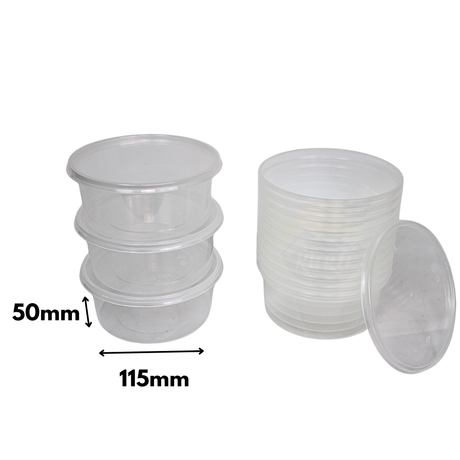 Magnetronbakjes met deksels Transparant 350ML ROND - 100 stuks
