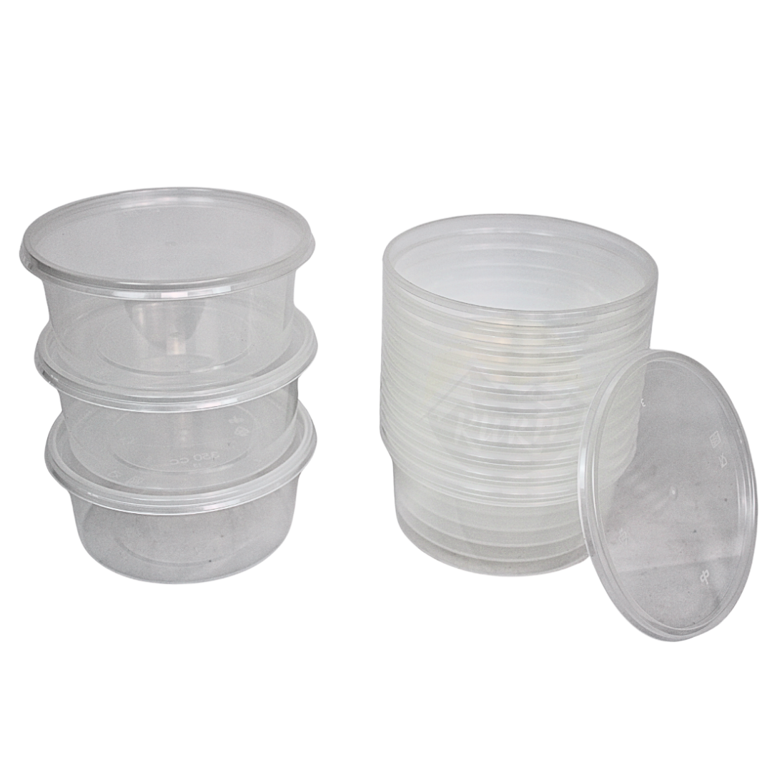 Magnetronbakjes met deksels Transparant 350ML ROND - 100 stuks