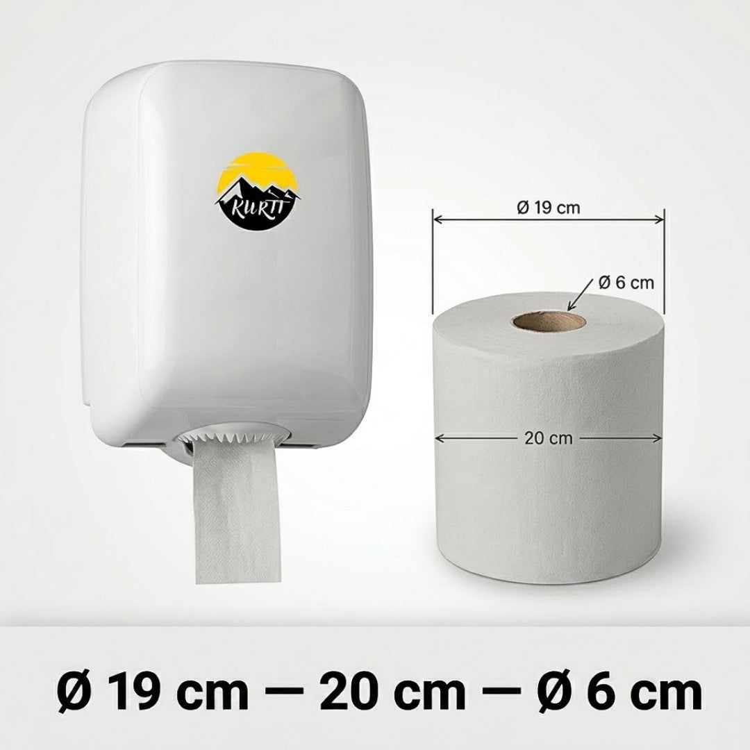 6x Poetsrol 300M 1-laags grijs (recycled) poetspapier dispenser geschikt - absorbeert uitstekend