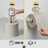 6x Poetsrol 300M 1-laags grijs (recycled) poetspapier dispenser geschikt - absorbeert uitstekend