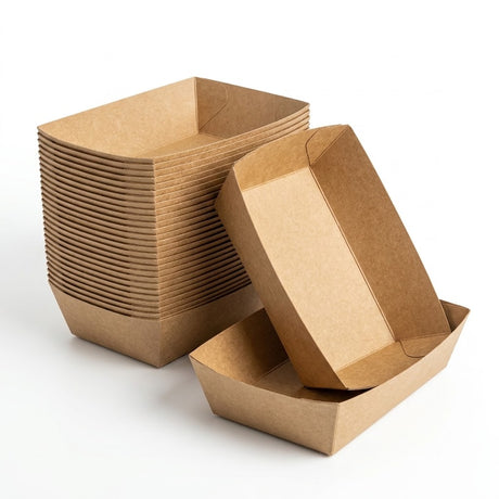 Kraft snackbakjes vetvrij – kraftpapier frietbakjes wegwerp 7 maten | A7 t/m A50 | 50/100/500 stuks