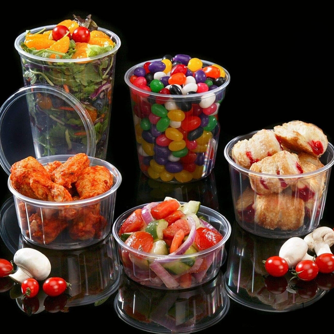 100x avec couvercle pots en plastique - récipients alimentaires 1000cc - récipients pour micro-ondes Convient pour la soupe, les gourmandises, les bonbons ou les menthes