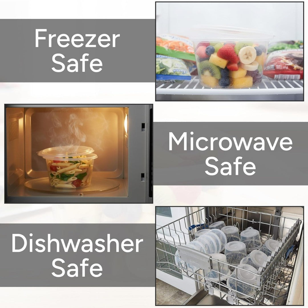 100x Magnetronbakjes inclusief deksels 500ml plastic potjes - vershoudbakjes Geschikt voor Take Away. Herbruikbaar en BPA Vrij