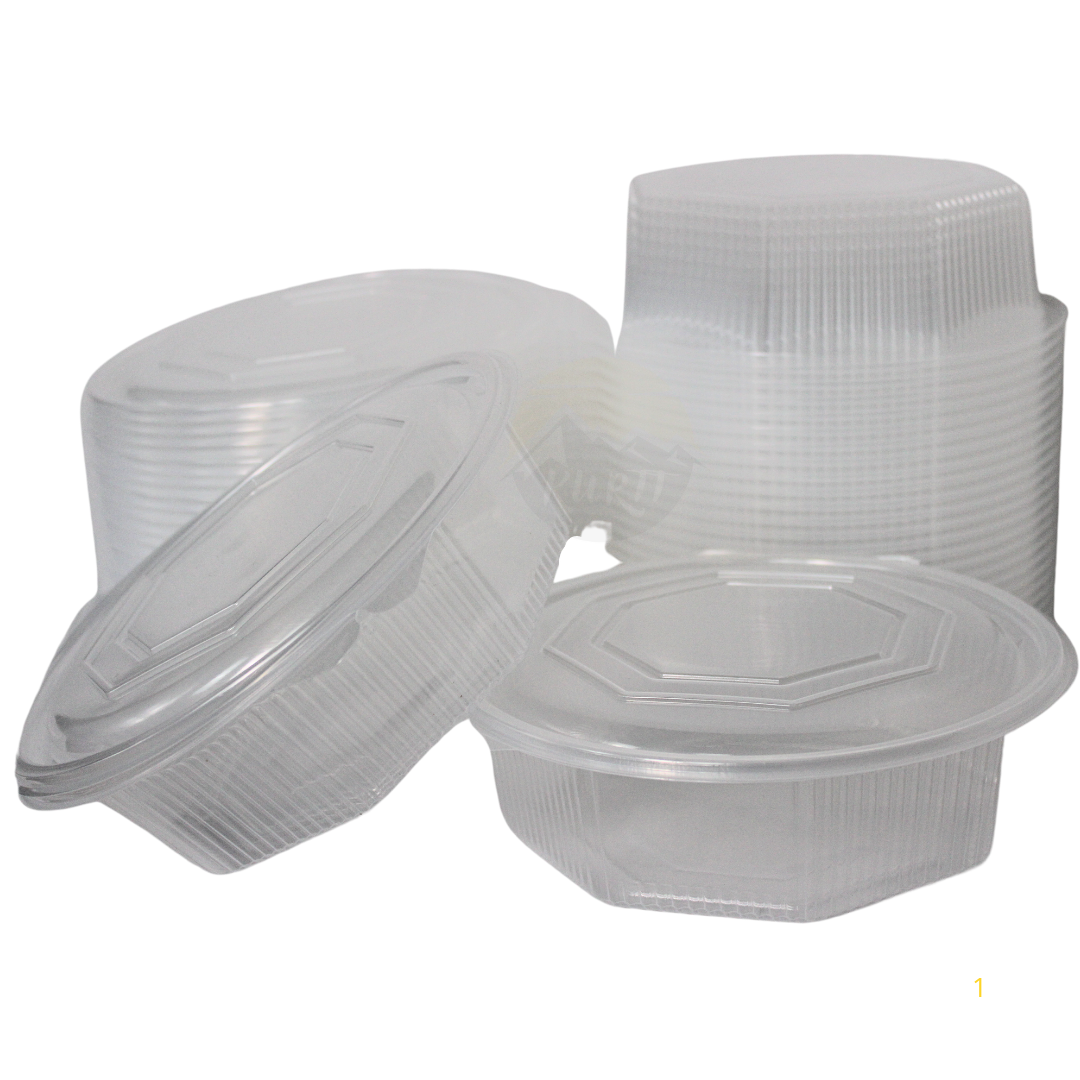 PP Salade bakje Transparant 8-hoekig 2000ml - 25 stuks
