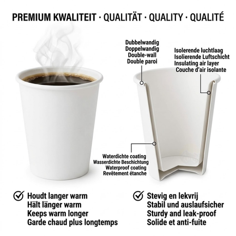 Witte Koffiebekers Karton 180ml – 2500 Stuks | Automatenbeker 70mm | SUP-toeslag Inbegrepen