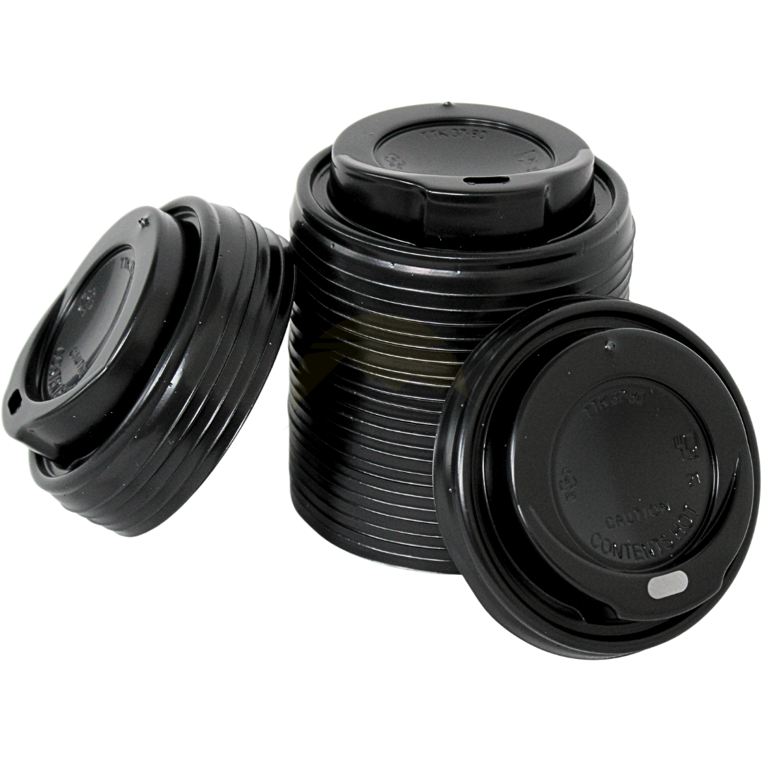 Deksels voor koffiebekers 80mm Ø zwart - 100 Stuks