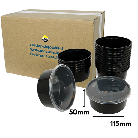 Herbruikbaar Zwart Rond 350cc - 100 stuks